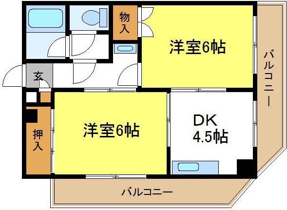 コートエムアール(2DK/3階)の間取り写真