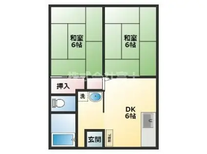 妙見ハイツ(2DK/2階)の間取り写真