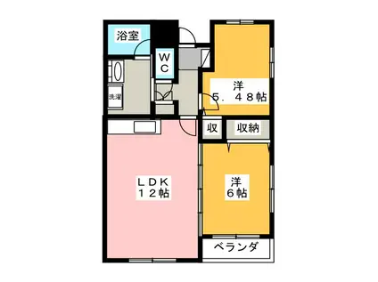 グランドソレーユ(2LDK/3階)の間取り写真