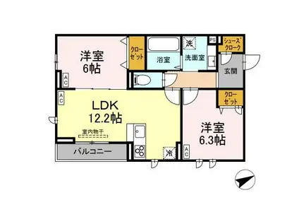ECLAT(2LDK/2階)の間取り写真