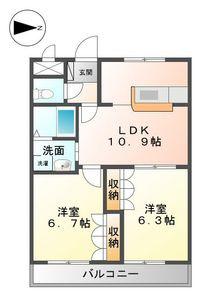 メゾン ドゥ プロヴァンス(2LDK/2階)の間取り写真