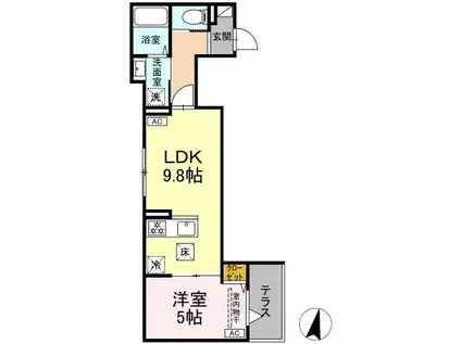 セレスティア大島(1LDK/1階)の間取り写真