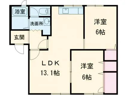 タウンコート A(2LDK/1階)の間取り写真