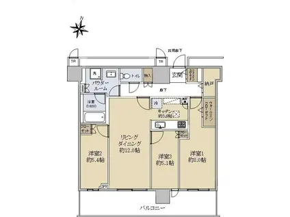 ONE札幌ステーションタワー(3LDK/29階)の間取り写真