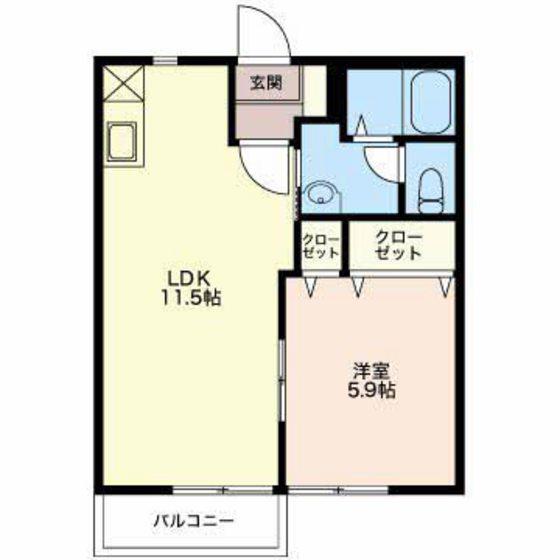 シェモア(1LDK/2階)の間取り写真