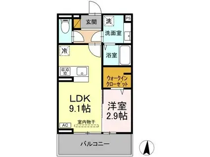メゾングレイス(1LDK/3階)の間取り写真