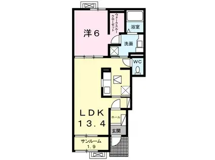 ガーデンハウス・アルバ(1LDK/1階)の間取り写真