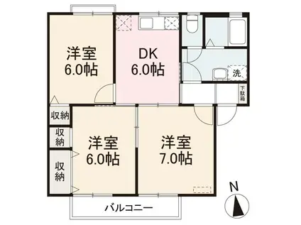 ハイツM&M(3DK/2階)の間取り写真