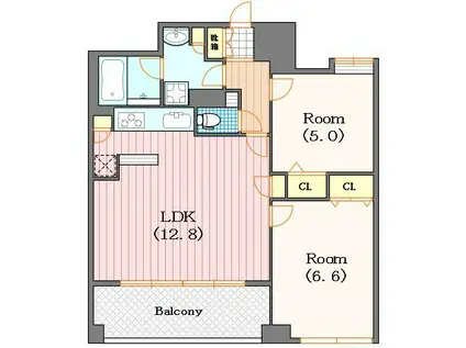 ウィズなんば(2LDK/15階)の間取り写真