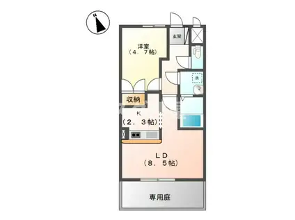 ウェンブリー(1LDK/1階)の間取り写真