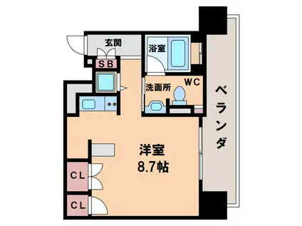 セイワパレス夕陽丘(ワンルーム/4階)の間取り写真