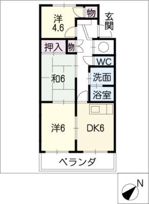 ノースベル(3DK/4階)の間取り写真