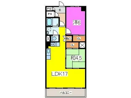 水前寺ビル西棟(2LDK/2階)の間取り写真