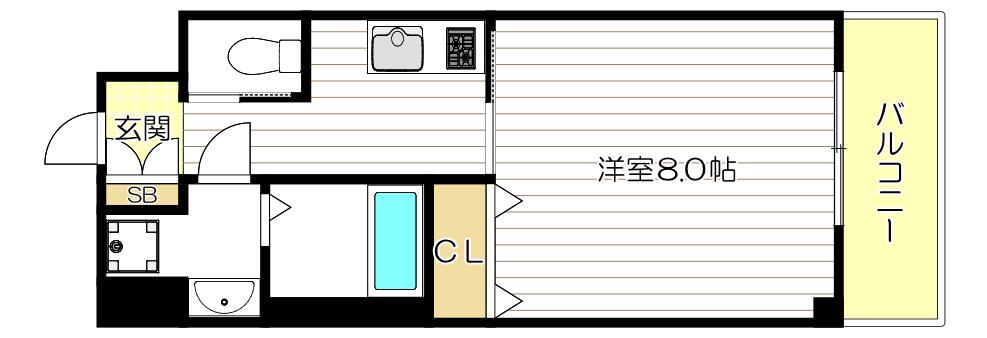 エグゼ大阪BAY(1K/8階)の間取り写真