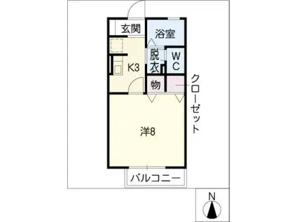 ジュネス7 A(1K/1階)の間取り写真