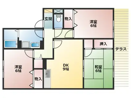 アルパポンテ一番館(3DK/2階)の間取り写真