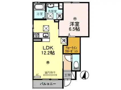岩出ヒルズ II(1LDK/1階)の間取り写真