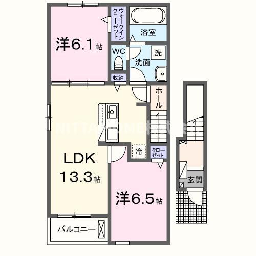 グラン・サフィールI(2LDK/2階)の間取り写真