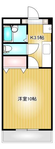 ジュネス沖新(1K/4階)の間取り写真