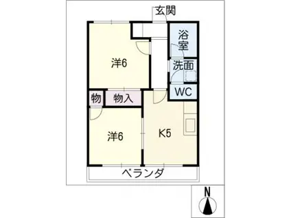 バーディーハイツ(2K/1階)の間取り写真