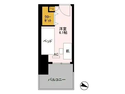 ロイヤルパークスER万代 SHARE万代(ワンルーム/3階)の間取り写真