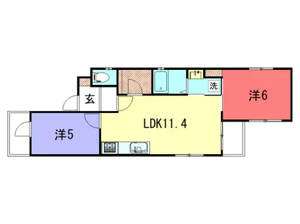 京都グランデ五番館(2LDK/2階)の間取り写真