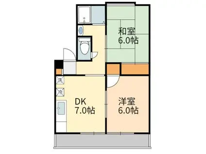 ブルーベル(2DK/1階)の間取り写真