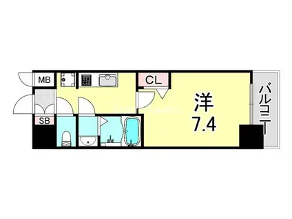 CION KOBE ウエスト(1K/6階)の間取り写真
