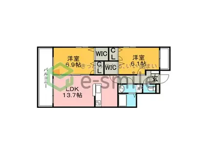 第33上野ビル(2LDK/4階)の間取り写真