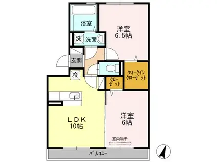 サンハイム須屋A棟(2LDK/3階)の間取り写真