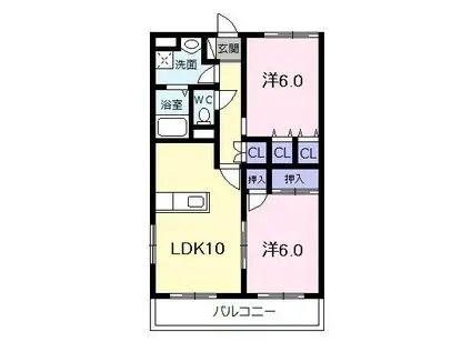 エスポワールM(2LDK/3階)の間取り写真