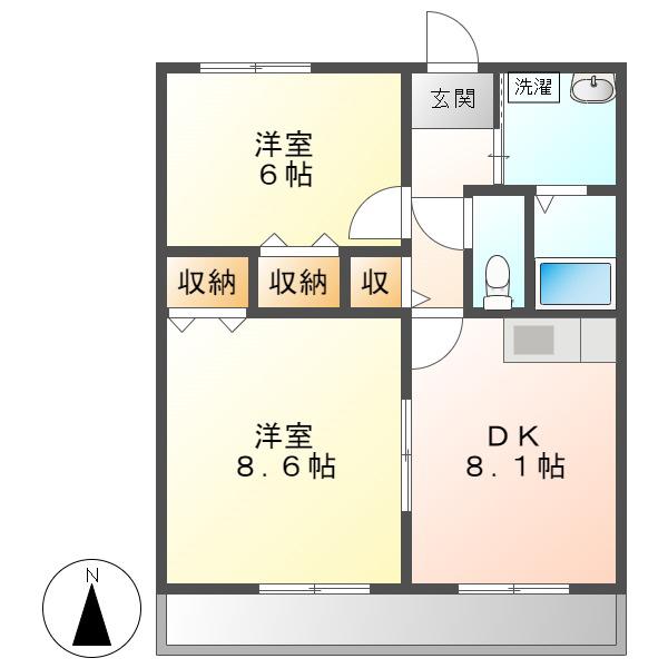 クレール打出(2DK/2階)の間取り写真