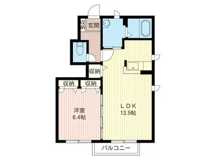 ペイサージュA棟(1LDK/1階)の間取り写真