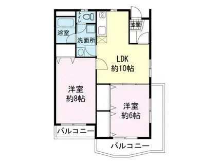 ヴィブレ御宿台(2LDK/2階)の間取り写真