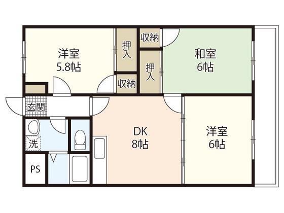第3コーポ濱本(3DK/4階)の間取り写真