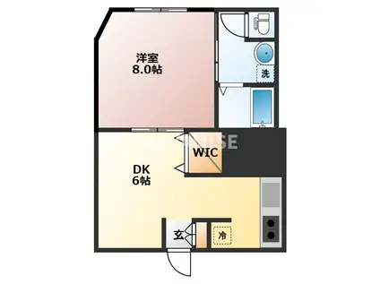 AVENIR本尾(1DK/2階)の間取り写真