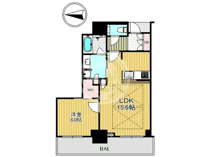グランドメゾン新梅田タワー THE CLUB RESIDENCE(1LDK/19階)の間取り写真