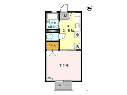 ルミエール関谷(1K/2階)の間取り写真