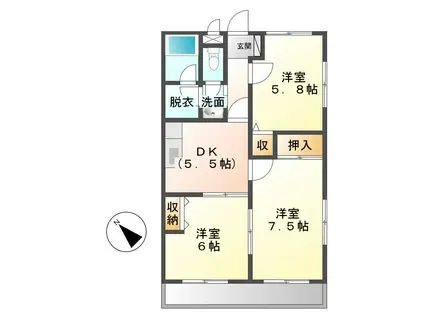 ルミエール(3DK/3階)の間取り写真