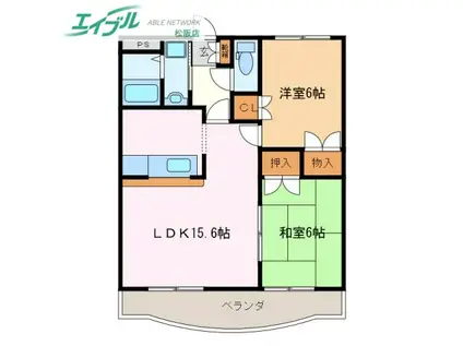 プロミネント伊勢中川II(2LDK/3階)の間取り写真