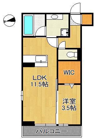 LAZO行橋(1LDK/3階)の間取り写真