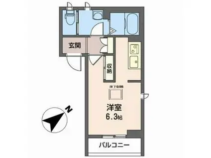 クレールG(ワンルーム/1階)の間取り写真