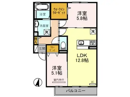 アローラ(2LDK/2階)の間取り写真