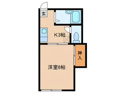 第二コーポ渡部(1K/2階)の間取り写真