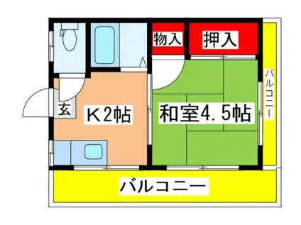 幸ハイツ(1K/3階)の間取り写真