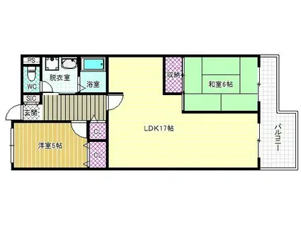 朝日プラザ松原B棟(2LDK/5階)の間取り写真