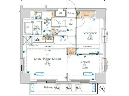 HY′S田端IIウエスト(1SLDK/2階)の間取り写真