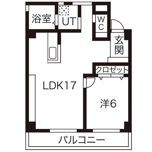 信和元町ハウス(1LDK/1階)の間取り写真