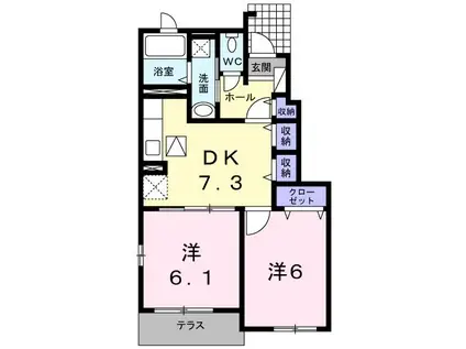 アネストソレイユ(2DK/1階)の間取り写真