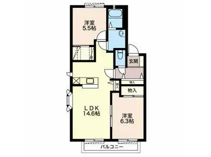 ST.MARINERS CRADLE A棟(2LDK/2階)の間取り写真